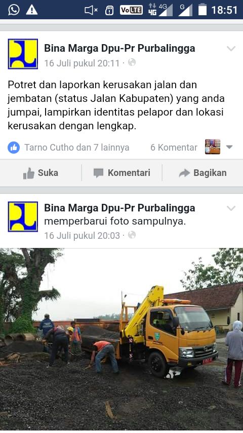 Warga Purbalingga Dapat Gunakan WA Untuk Salurkan Aspirasi  Jalan