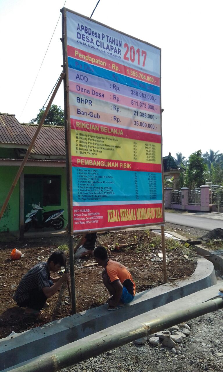 Wujud Keterbukaan Anggaran, Cilapar Pasang Infografis APBDes 2017