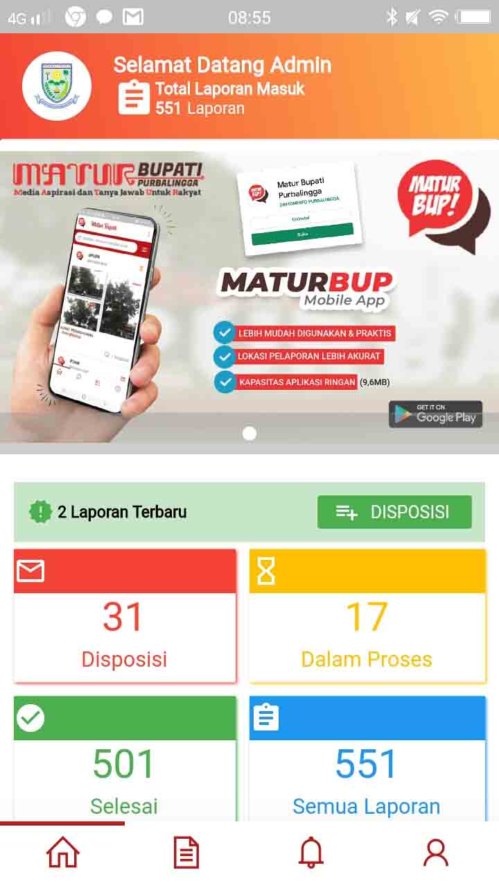 Matur Bupati Admin Versi Android