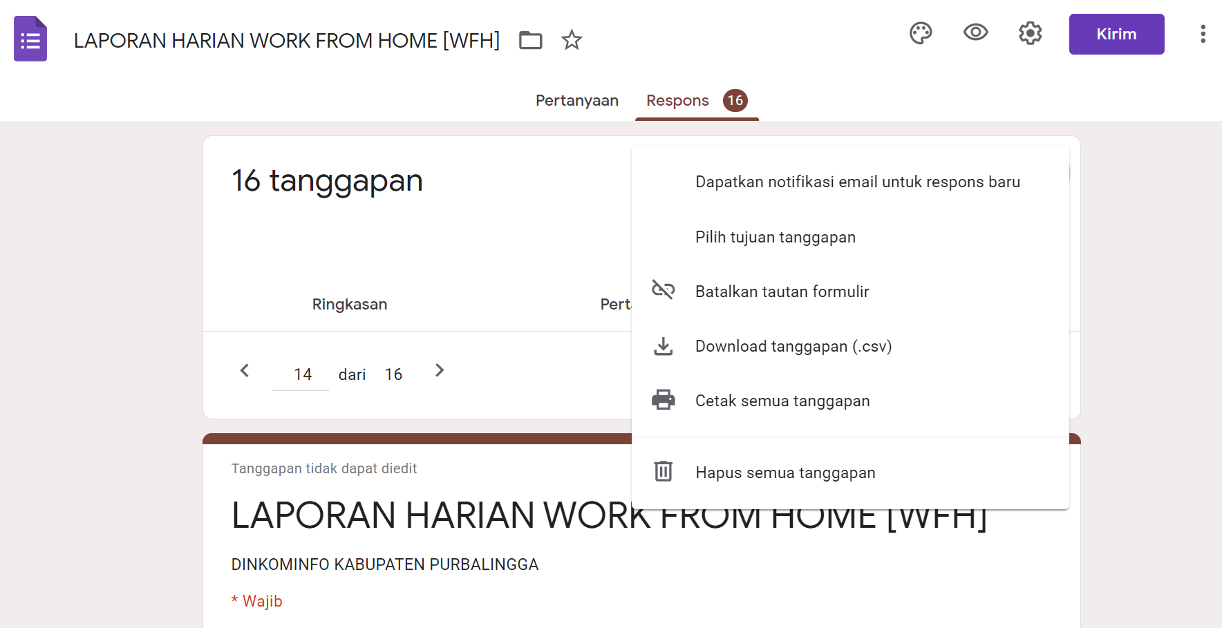 Cara Cetak Tanggapan google Form