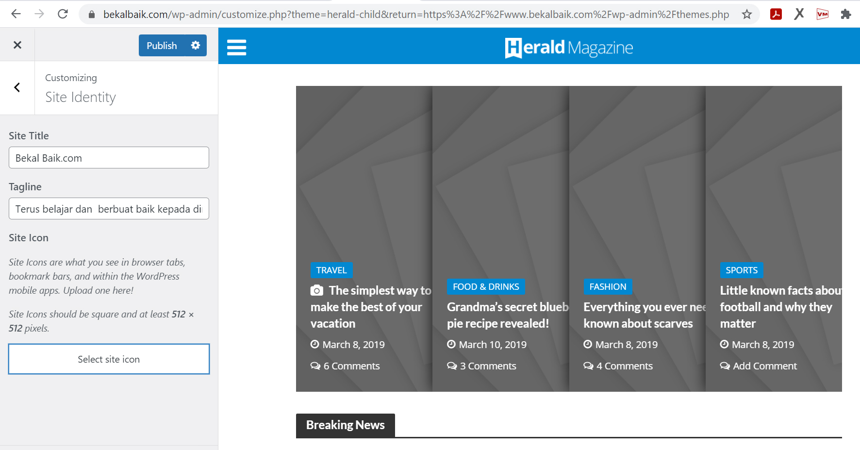 Cara Mengganti Identitas Website Template Herald Magazine