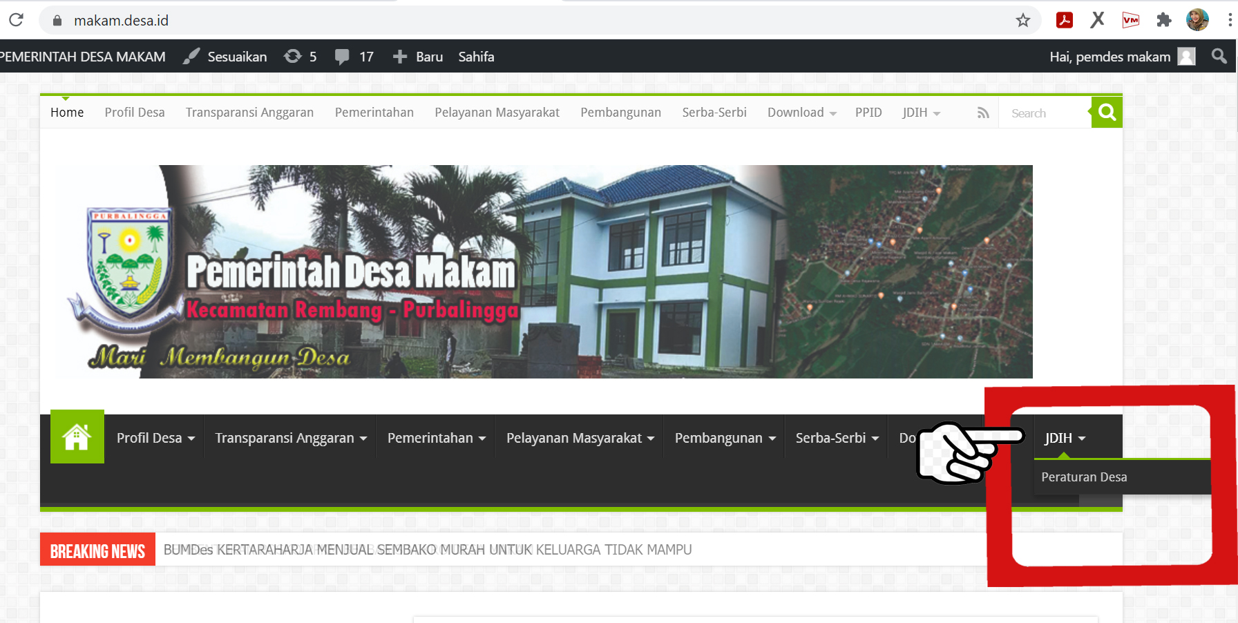 Membuat Menu JDIH Pada Website Desa.id