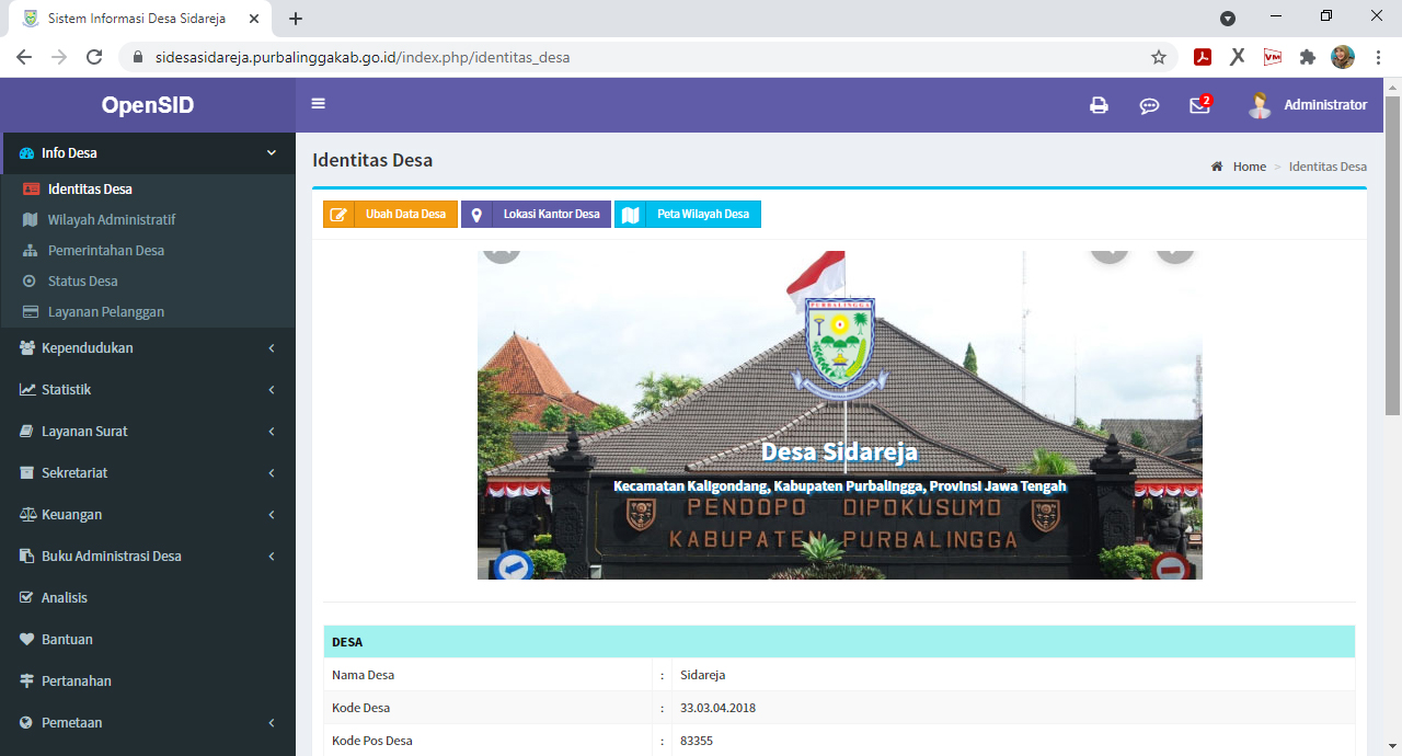 Cara Mengganti Nama Desa Pada Web Sidesa Purbalingga