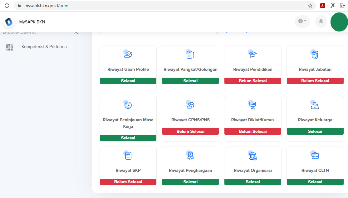 Jenis Data Pada Pemutakhiran Data Mandiri MySAPK